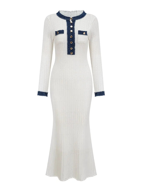 'Rhoswen' Knitted Long Sleeve Sweater Dress - Celes Fashion